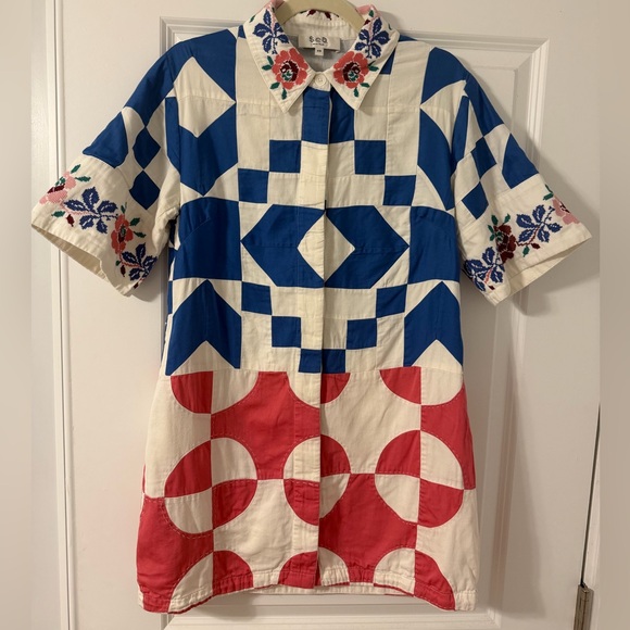 Sea Tanya Patchwork Short Sleeve Dress - Picture 2 of 9